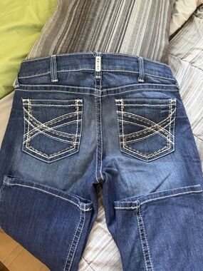 Ariat Women's Dark Blue Embroidered Back Pocket Boot Cut Jeans